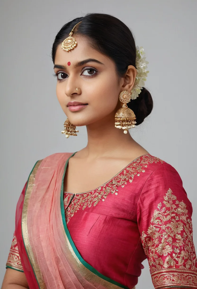 Bride wearing traditional gold jewellery with bridal makeup